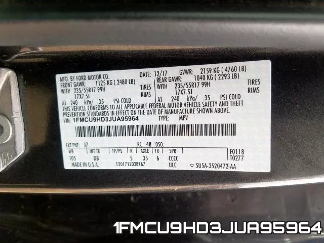1FMCU9HD3JUA95964 фото 2