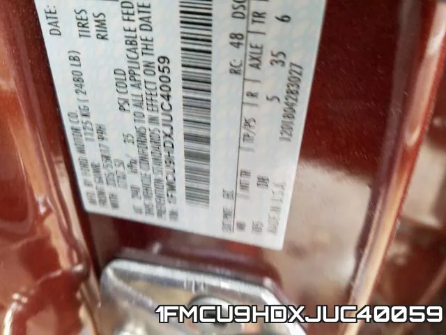 1FMCU9HDXJUC40059 фото 2
