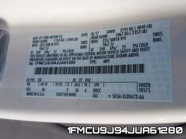 1FMCU9J94JUA61280 фото 2