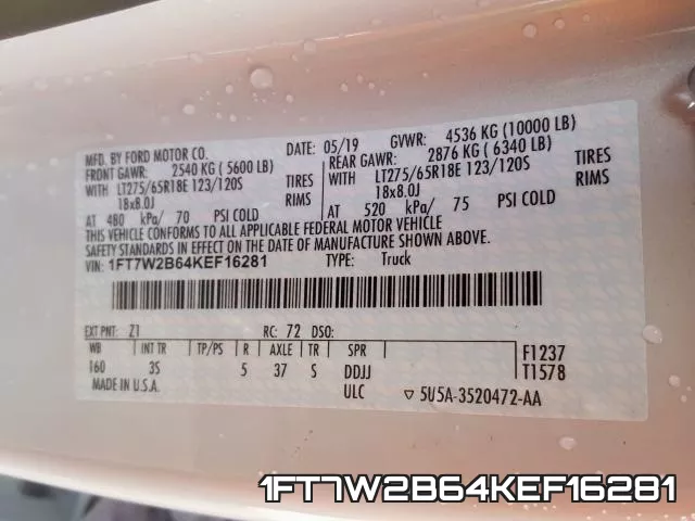 1FT7W2B64KEF16281 фото 2