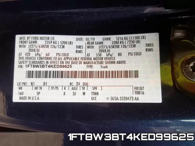 1FT8W3BT4KED99625 фото 2