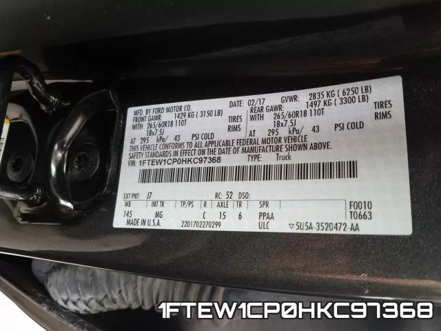 1FTEW1CP0HKC97368 фото 2
