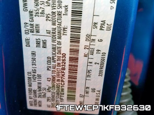 1FTEW1CP7KFB32630 фото 2