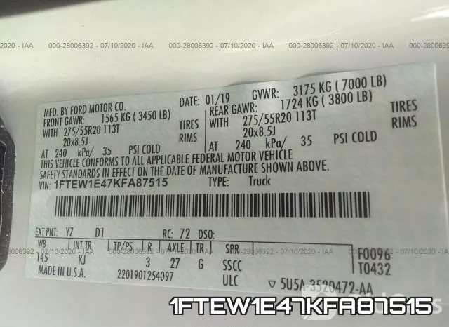 1FTEW1E47KFA87515 фото 10