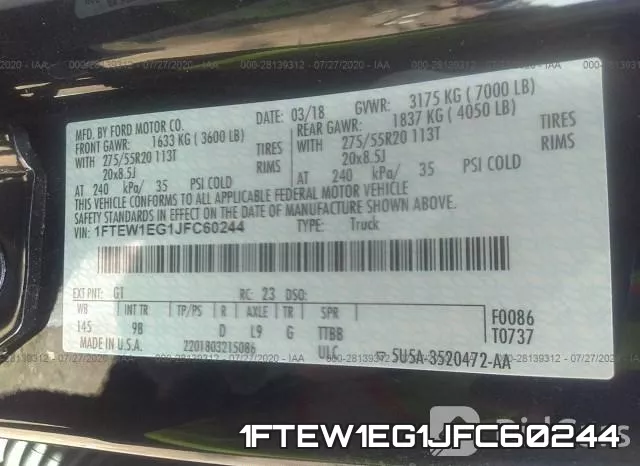 1FTEW1EG1JFC60244 фото 10