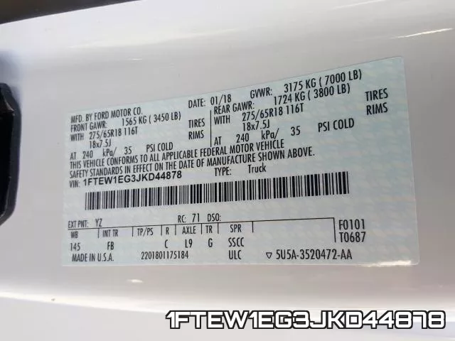 1FTEW1EG3JKD44878 фото 2