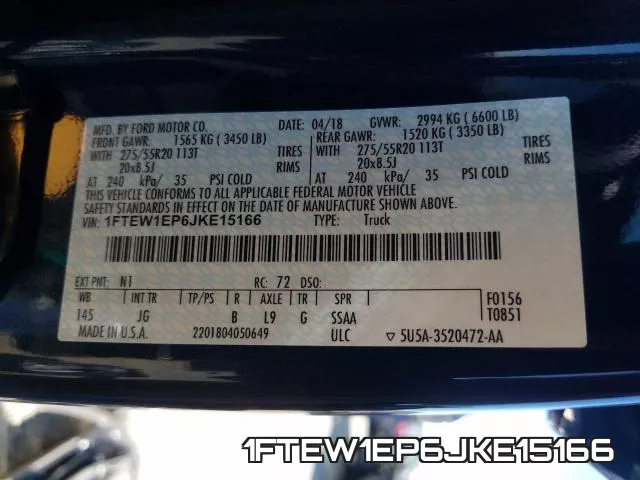 1FTEW1EP6JKE15166 фото 2