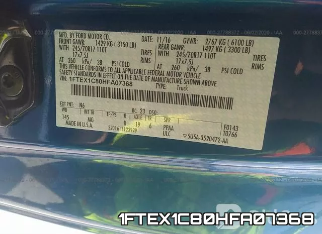 1FTEX1C80HFA07368 фото 10