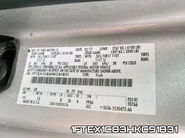 1FTEX1C83HKC91831 фото 2