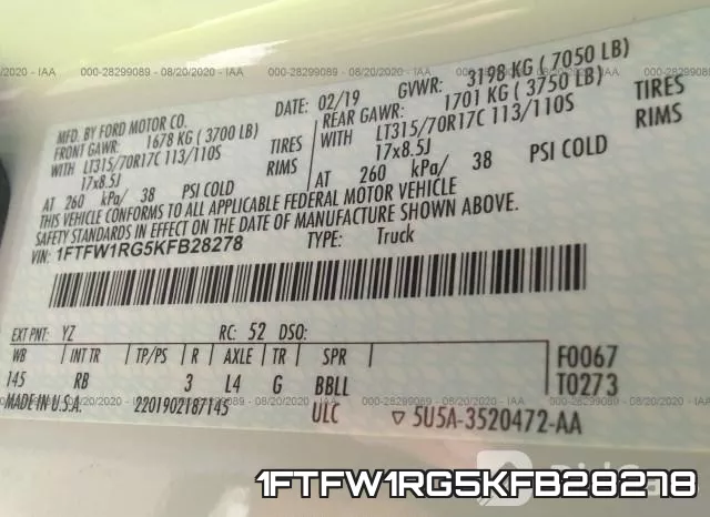 1FTFW1RG5KFB28278 фото 9