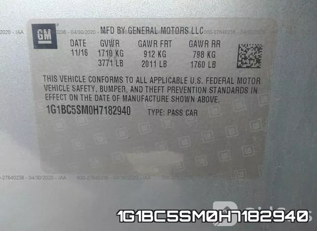 1G1BC5SM0H7182940 фото 9