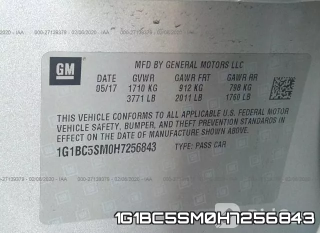 1G1BC5SM0H7256843 фото 10