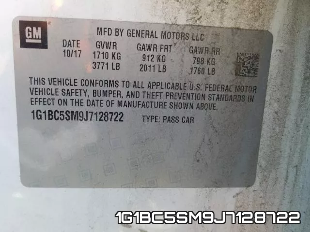 1G1BC5SM9J7128722 фото 2