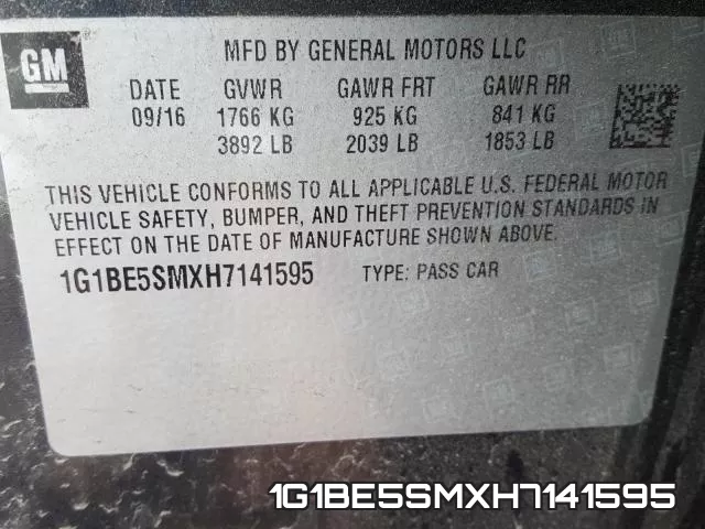 1G1BE5SMXH7141595 фото 2