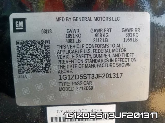 1G1ZD5ST3JF201317 фото 2
