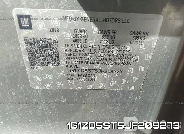 1G1ZD5ST5JF209273 фото 10