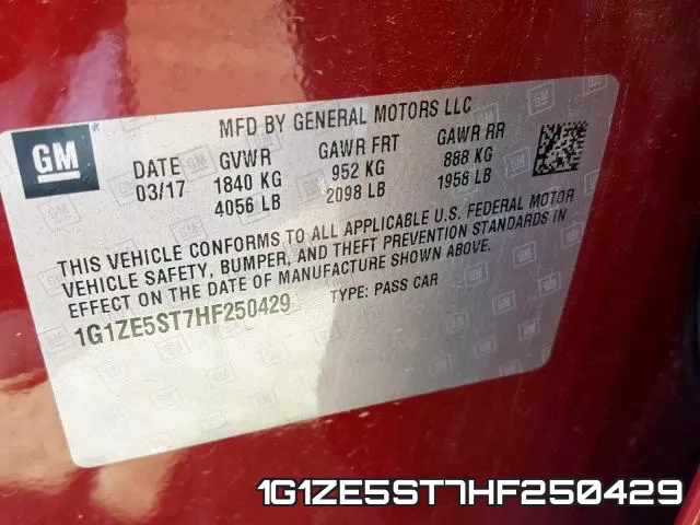 1G1ZE5ST7HF250429 фото 2