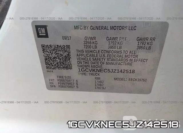1GCVKNEC5JZ142518 фото 10