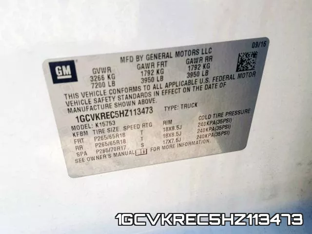 1GCVKREC5HZ113473 фото 2