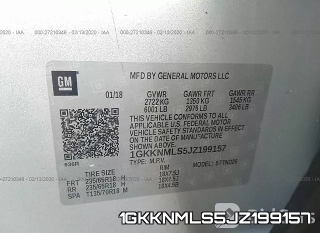 1GKKNMLS5JZ199157 фото 10