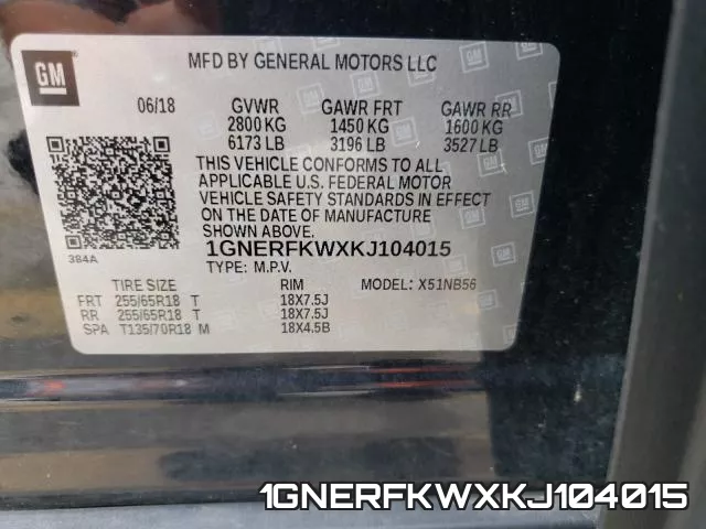 1GNERFKWXKJ104015 фото 2