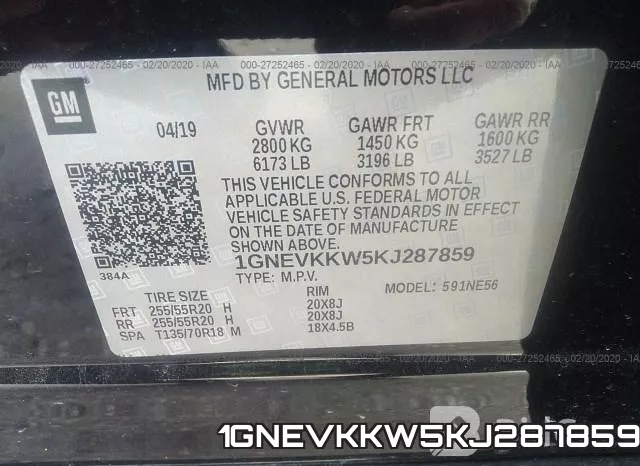 1GNEVKKW5KJ287859 фото 10