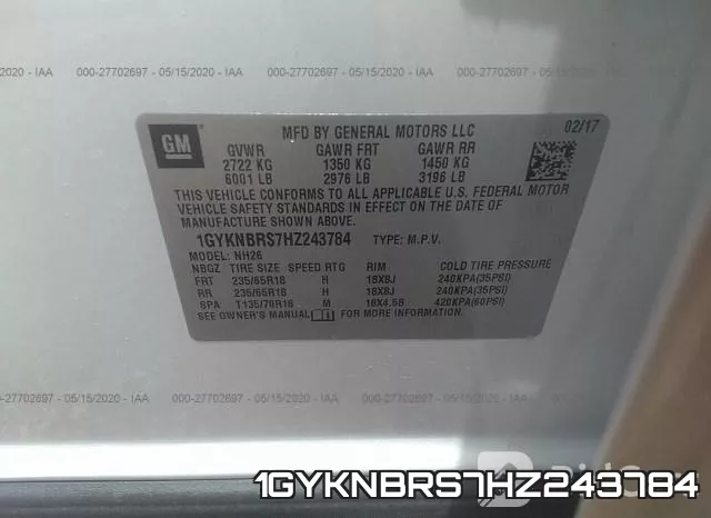 1GYKNBRS7HZ243784 фото 10