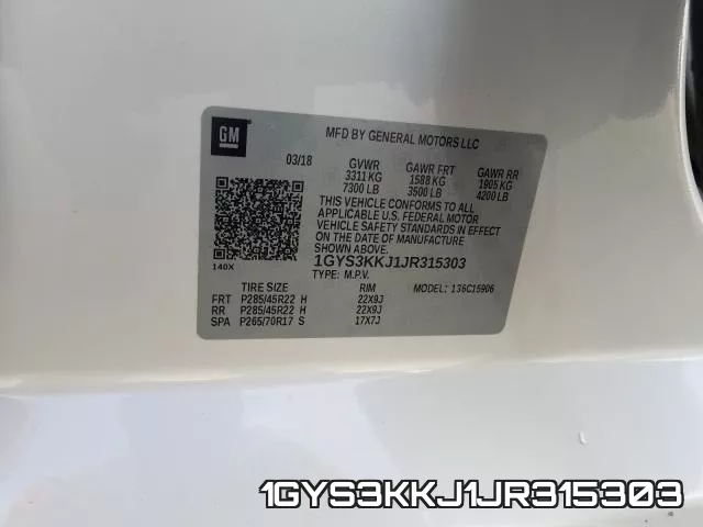 1GYS3KKJ1JR315303 фото 2