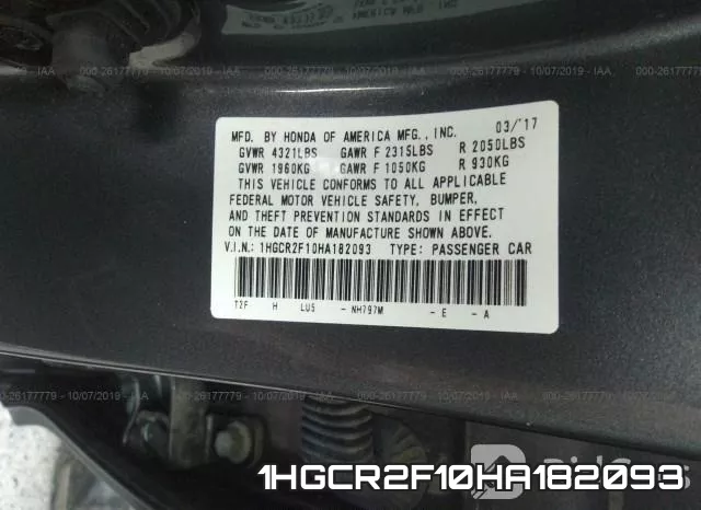 1HGCR2F10HA182093 фото 10