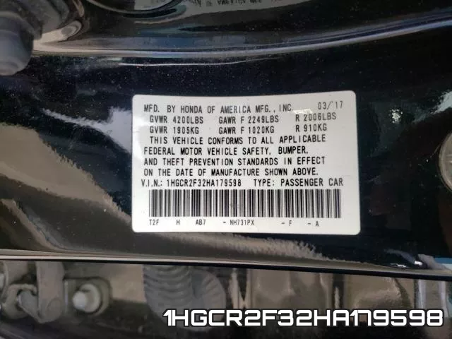 1HGCR2F32HA179598 фото 2