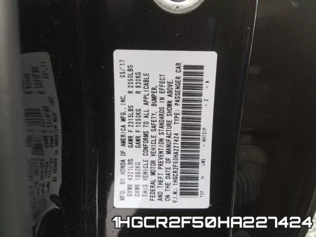 1HGCR2F50HA227424 фото 2