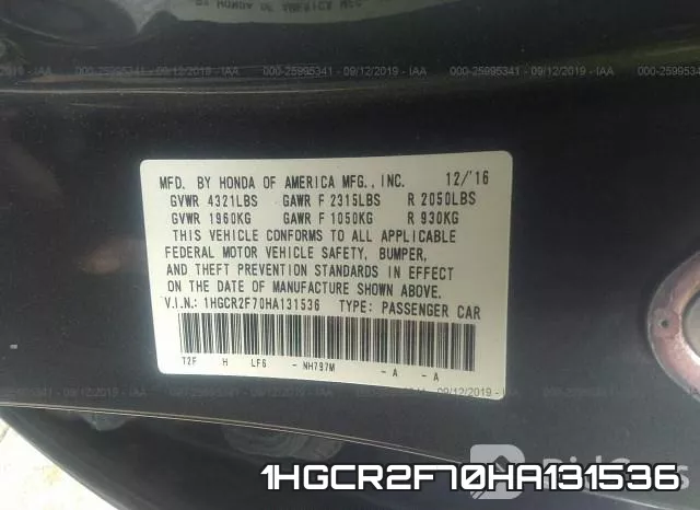 1HGCR2F70HA131536 фото 10