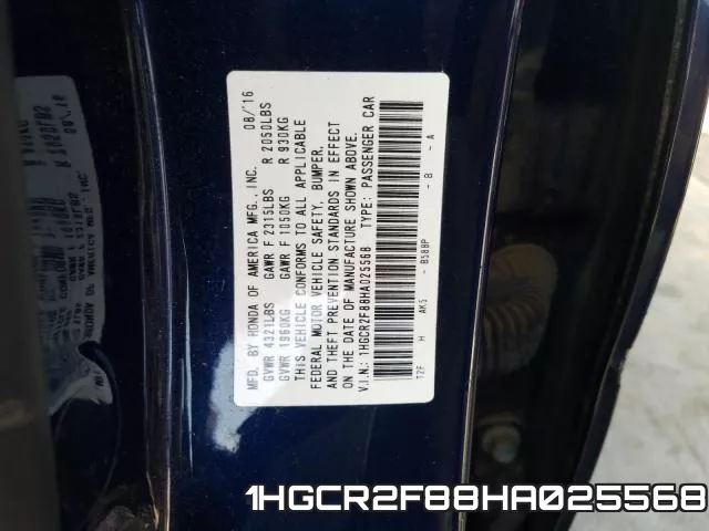 1HGCR2F88HA025568 фото 2