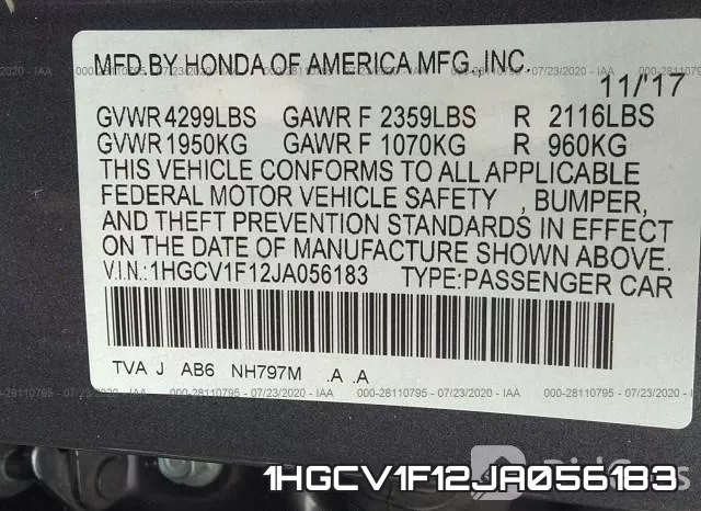 1HGCV1F12JA056183 фото 10