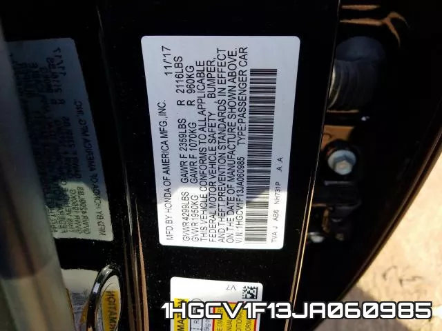 1HGCV1F13JA060985 фото 2