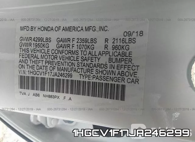 1HGCV1F17JA246299 фото 10