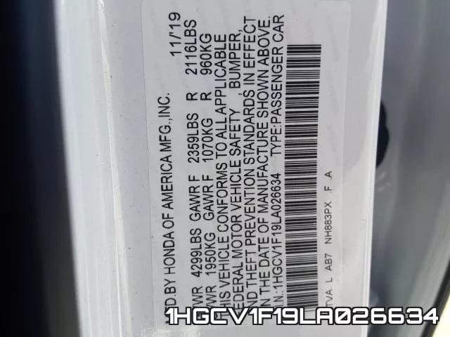 1HGCV1F19LA026634 фото 2