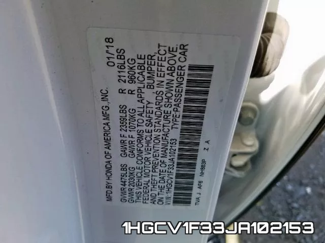 1HGCV1F33JA102153 фото 2