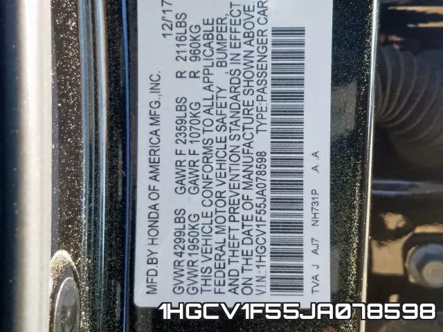 1HGCV1F55JA078598 фото 2