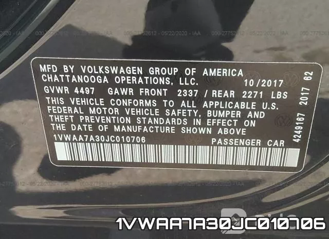 1VWAA7A30JC010706 фото 10
