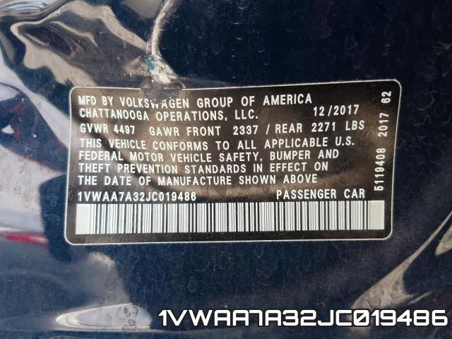 1VWAA7A32JC019486 фото 2