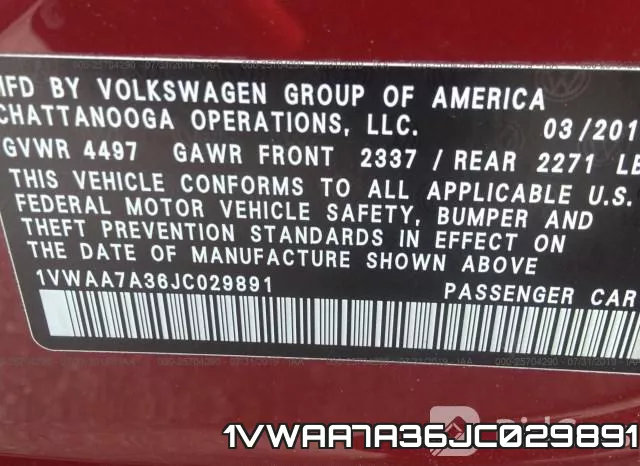 1VWAA7A36JC029891 фото 10