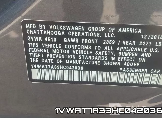 1VWAT7A33HC042036 фото 10