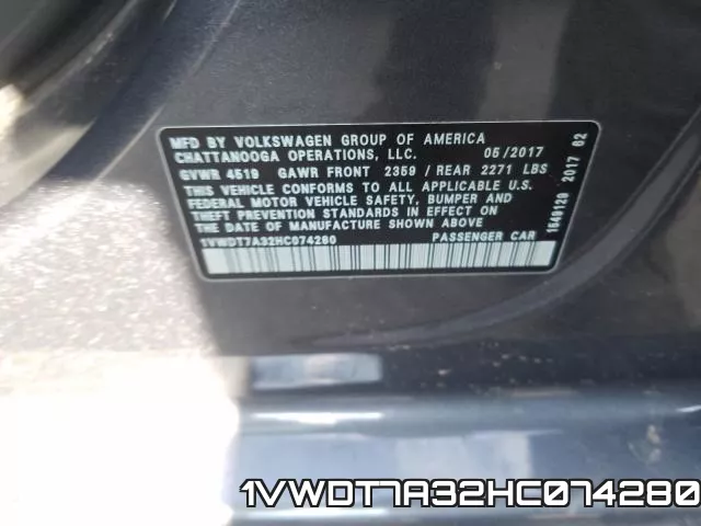 1VWDT7A32HC074280 фото 2