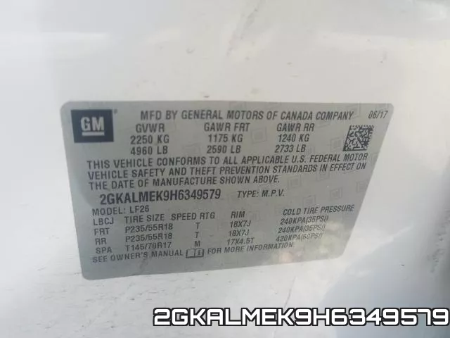 2GKALMEK9H6349579 фото 2