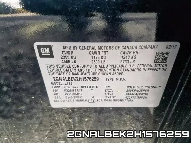2GNALBEK2H1576259 фото 2