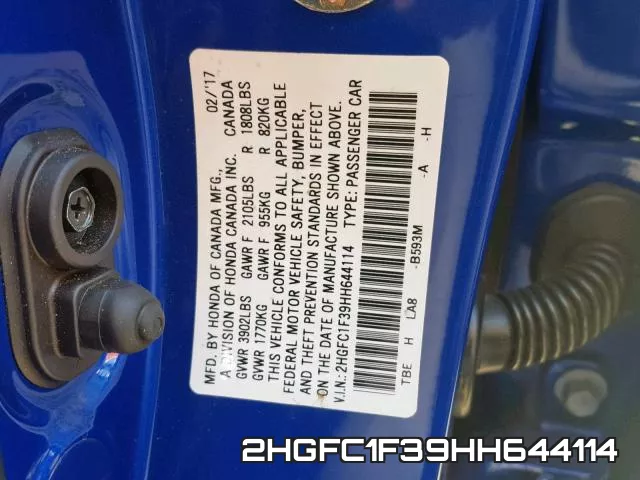 2HGFC1F39HH644114 фото 2