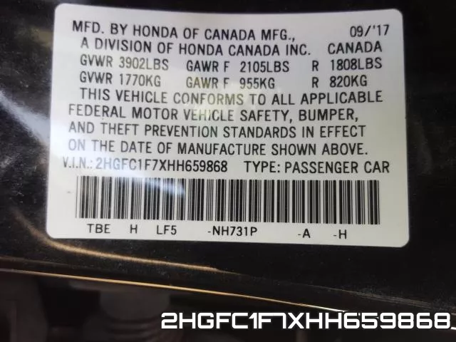 2HGFC1F7XHH659868 фото 2