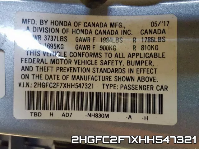 2HGFC2F7XHH547321 фото 2