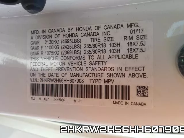 2HKRW2H56HH607908 фото 2